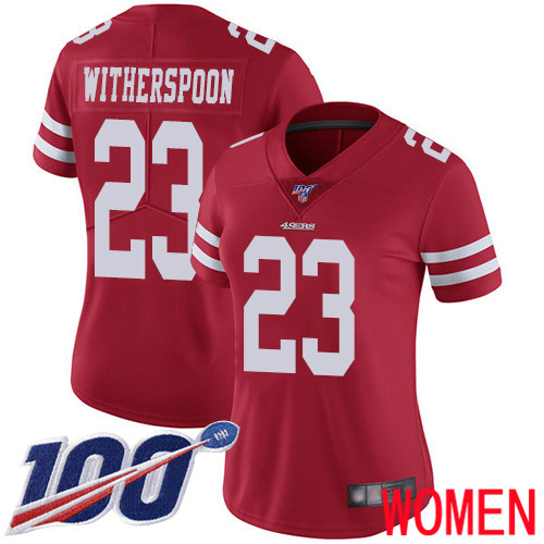 San Francisco 49ers Limited Red Women Ahkello Witherspoon Home NFL Jersey #23 100th